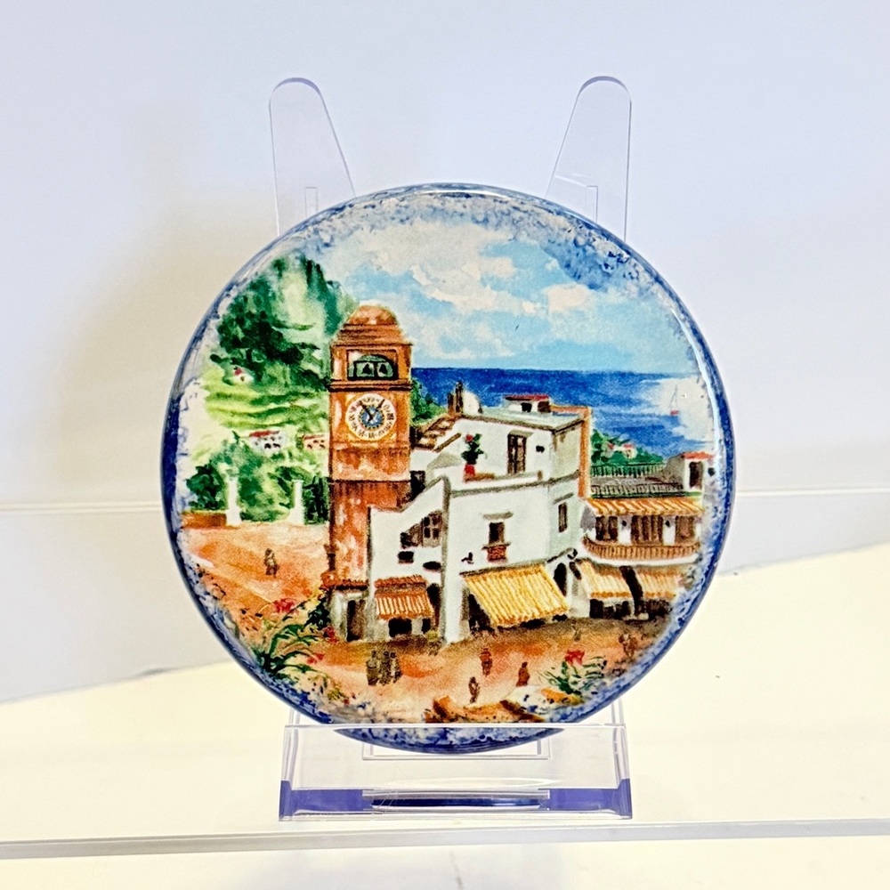 Vintage Hand-Painted Italian Ceramic Amalfi Coast Plate – Sorrento Seascape